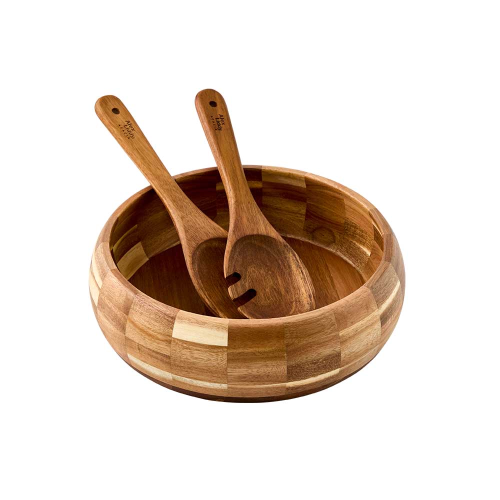 Alex Liddy Acacia Salad Bowl and Servers Set 28cm