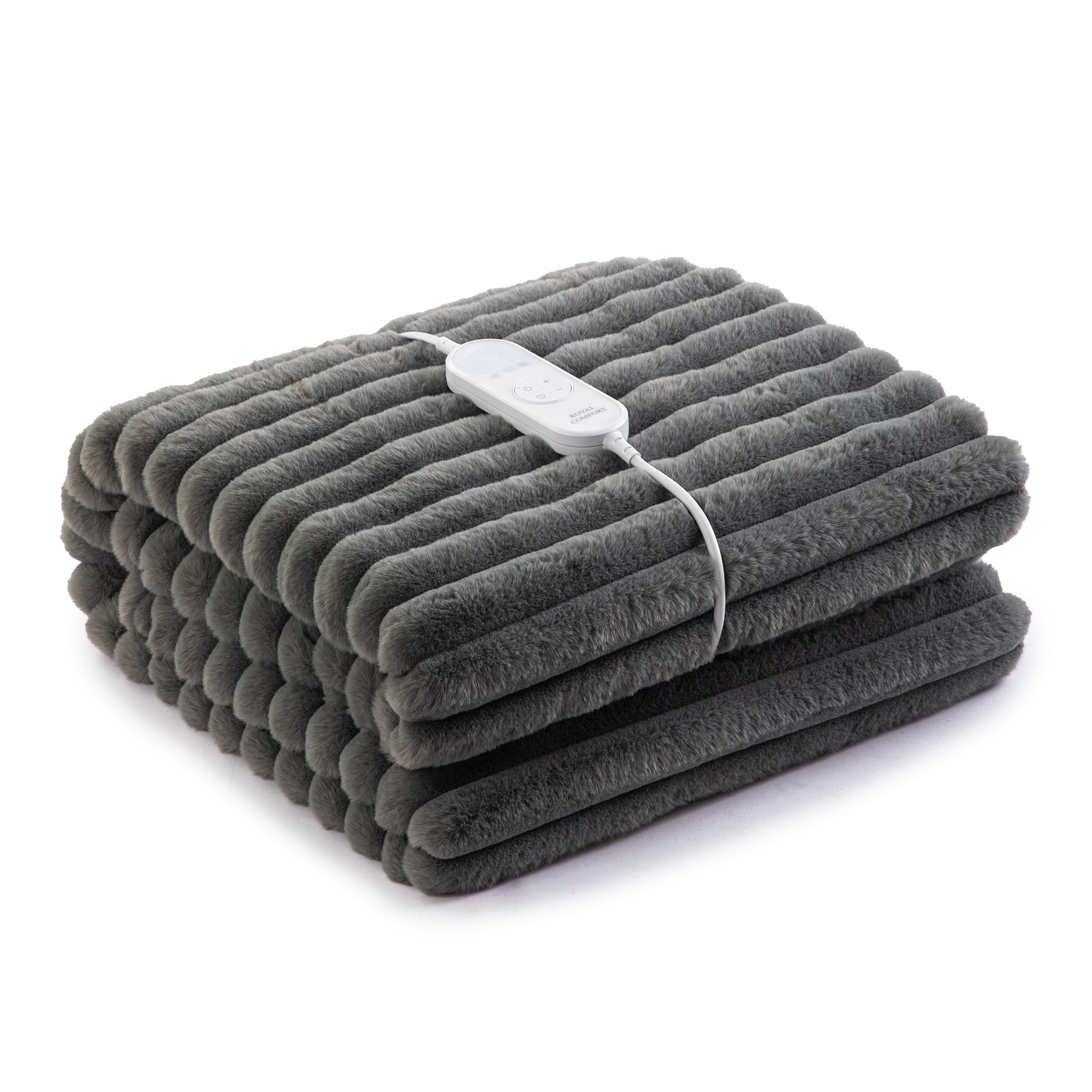 RoyalComfortThermoluxHeatedStripeFauxFleeceThrow-Grey_100059