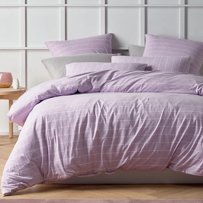 Lorraine Lea Henley Quilt Cover Set Lilac